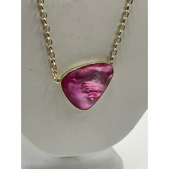 Kendra Scott McKenna Blush Pink Abalone Mother Of Pearl Yellow Gold Necklace - Picture 5 of 13